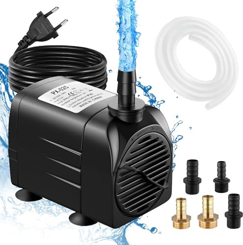 25W 2000L/H Aquarium Pumpe Wasserpumpe Tauchpumpe Förderpumpe Aquariumpumpe Fontänenpumpe für Aquarium Teich Garten und Hydroponiksystem Schwarz PX-025 (no light)