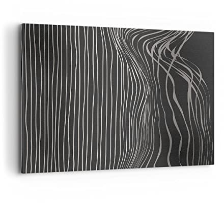 ARTTOR Leinwandbild 100x70cm Wandbild Abstrakt Schwarz-Weiß - 4152 | Streifen UND Abstraktion Groß Wanddekoration Wohnzimmer Schlafzimmer Wanddeko Wand Kunstdruck Wandkunst Wall Decor ARTTOR