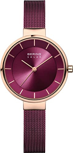 Bering Damen Solar Uhr | Armbanduhr 31 mm Edelstahlgehäuse und Zifferblatt | Milanaisearmband | Saphierglas | 5 ATM | 14631