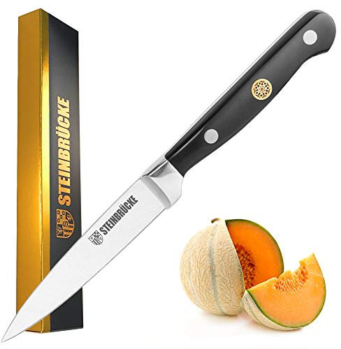 Motovecor Paring Knife 4 inch - Small Kitchen Knife Forged from German Stainless Steel 5Cr15Mov, Full Tang, Razor Sharp Paring Knife for Cutting, Peeling, Slicing Fruits and Vegetables