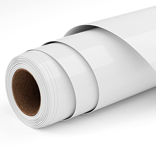 Ryebme vinile termoadesivo per tessuti bianco, 30,5 cm x 244 cm termovinile per tessuti HTV PU Pellicola flessibile per T-Shirt, facile da tagliare flessibile in vinile a trasferimento termico