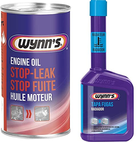 Wynn's Tapa Fugas Aceite Motor 325ml & W55866 Tapa Fugas Radiador, Sistema de Refrigeración, Grietas, Coche, Fabricado en Bélgica, Aditivo, 325ml