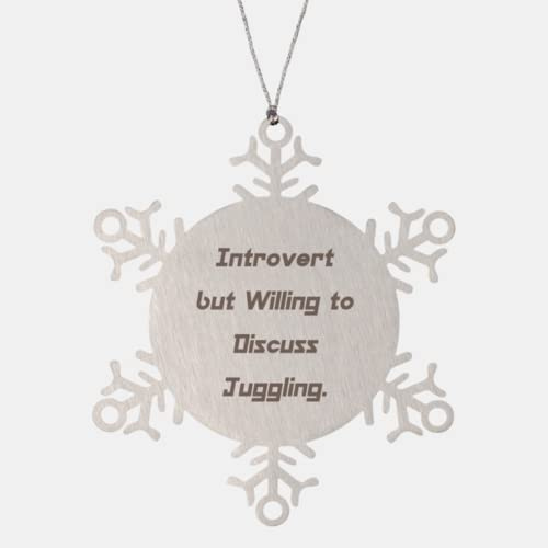 Introvert but Willing to Discuss Juggling. Snowflake Ornament, Juggling Christmas Ornament, Epic Gifts for Juggling, Juggling balls, Juggling clubs, Juggling torches, Juggling knives