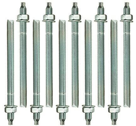 Isolbau Lot de 10 barres d'ancrage M10 x 170 mm - Homologation ETA - Ancrage composite galvanisé avec écrou et rondelle - Ancrage pour charges lourdes