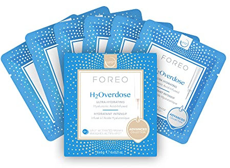 H2Overdose Advanced Collection 2.0, Maschera Ufo, Maschera Viso Idratante, Kit Skincare, Acido Ialuronico e Vitamina E, per Tutti i Tipi di Pelle, Pelle Secca e Screpolata, Set da 6 Pezzi
