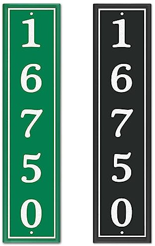 Personalized Reflective Address Plaque, Custom Aluminum Address Sign for Mailbox, House, Street, Outside, Vertical House Number Sign with Two Screw, 16 x 3.5 (Black or Green)