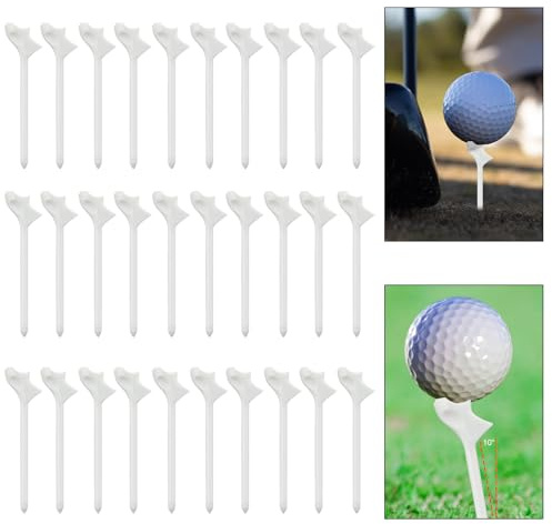 XIHIRCD 30 Stück Golf Tees, Kunststoff Golf Simulator Tees 10-Grad Golf Tees Professionell Golf Trainingszubehör für Rasen im Freien Golfplatz