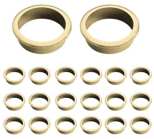 20Pcs Desk Cable Grommets 25mm Wire Hole Cover Round Plastic Grommet Cable Hole Cover for Home Office Table Wire Organizers (Bright Gold)