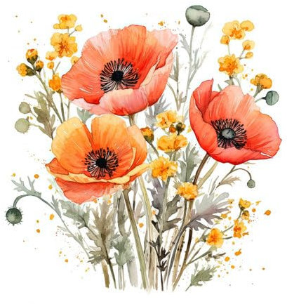 adrium Acryl-Bild 50 x 50 cm: Aquarell-Mohnblume. Illustration Generative KI (204882298)