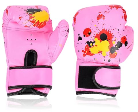 equlup Guanti da Boxe per Bambini, Guanti da Boxe per Bambini in Pelle PU Guanti da Allenamento per Pugni Guanti da Kickboxing per Ragazze di 2-11 Anni(Rosa)