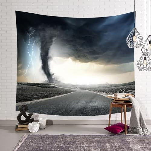 Mesnt Wandteppich Wandbehang Dekoration, Zyklone und Blitze Tapisserie Wandbehang für Wohnzimmer Schlafzimmer Wohnheim Wanddeko, 150x150cm