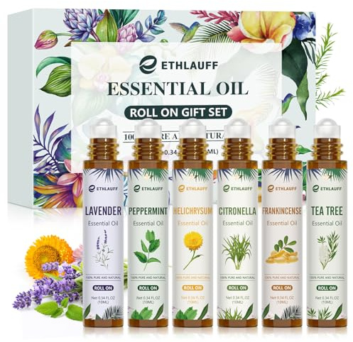 Essential Oil Roll On Set, Natural Aromatherapy Roll On, Relaxation Gift for Women and Men
