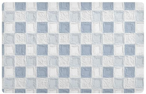 Amooorous Fußmatte, Ölfarben auf Leinwand, Grau und Weiß, kariert, 81,3 x 50,8 cm, rutschfeste Gummi-Fußmatte, für drinnen und draußen, ultradünn, für Treppen, Terrasse, Garage, Waschküche, Balkon