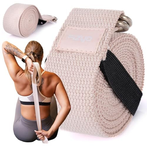 Fizyo YogaGurt aus Baumwolle, Praktisches Yogagurt Yoga-Zubehör für Dehnen und Fitness, Yoga Band mit Schiebeschnalle aus Metall gut Anfänger & Fortgeschritten