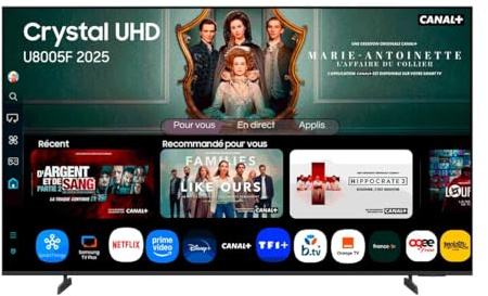 Samsung TV 55 Pulgadas Crystal UHD U8005 4K Smart TV, Colores increíbles con Crystal Processor 4K, Escucha Todos los Altavoces con Q-Symphony, Datos protegidos Knox Security y Gaming Hub