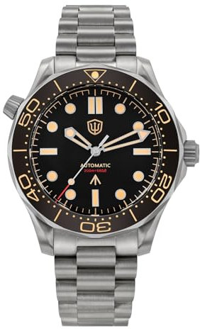 watchdives NH35/NH38 Automatikuhren Für Männer, WD007 39mm Titanium NTTD Taucheruhr 39mm Gewölbtes Saphirglas Armbanduhr 200m wasserdichte Uhr