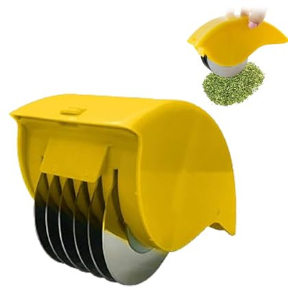 TUKRPQMRI Rouleau Hachoir à Persil, Hachoir à légumes Manuel, Hachoir à Persil, Coupe-légumes Polyvalent avec 6 Lames en Acier Inoxydable, Hachoir à légumes de Cuisine /61(Yellow)