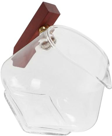 POPETPOP Glass Gravy Sauce Boat with Wood Handle, Dripless Serving Pitcher for Hot and Cold Gravies, for Kitchen and Western Food Restaurants
