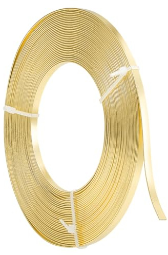 NBEADS 10m Flacher Aluminiumdraht, 5mm breit Schmuckherstellung Draht Biegsamer Metallhandwerk Draht für Lünette Sculpting Schmuckherstellung, Gold