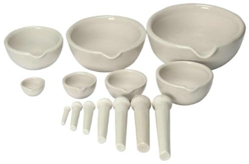 Set di mortaio e pestello in porcellana da 1 pezzo for schiacciare e macinare specie di erbe o altre sostanze morbide, strumenti utili for il laboratorio o la farmacia Mortaio e Pestello Compatto(60mm