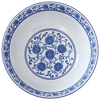 UKCOCO Bol à Ramen Céramique Rétro Grand Bol à Nouilles Classique Et Céréales Pour Soupes Et Salades Design Chinois Bleu Et Blanc Élégant