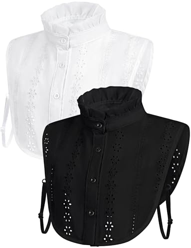 MELLIEX 2 Pièces Faux Col Femme, Classique Élégant Col Amovible Chemisier en Coton