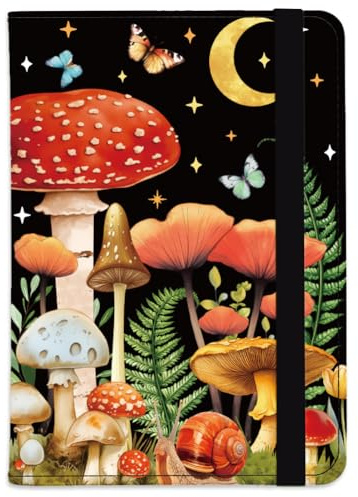 beinkmake Whimsical Mushroom Passport Holder for Travel Slim PU Leather Passport Cover Travel Wallet Vintage Moonlit Butterfly Passport Wallet for Men Women, Family Vacation, Gifts