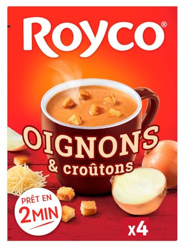 ROYCO – Soupe Gratinée à l’Oignon Fondante et Croquante avec Croûtons Dorés (4x20cl) - Le Lot De 6