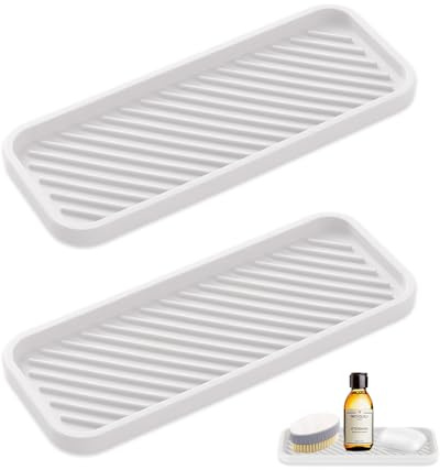HMCEY 2 Stück Spülbecken Organizer Silikon Schwammhalter,Ablageschale Küche,Ablage Spülschwamm Weiß,Abtropfmatte Silicone Sponge Holder,Drainagematte Silikonablage,Schwammablage für Bürsten Seife