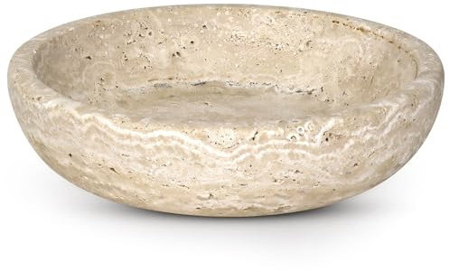 JTKDG Travertine Decorative Bowls, Marble Fruit Bowl Keys Bowl for Entryway Table Large Candy Serving Bowl for Kitchen Counter Table Centerpiece Office Modern Home Decor (Beige)