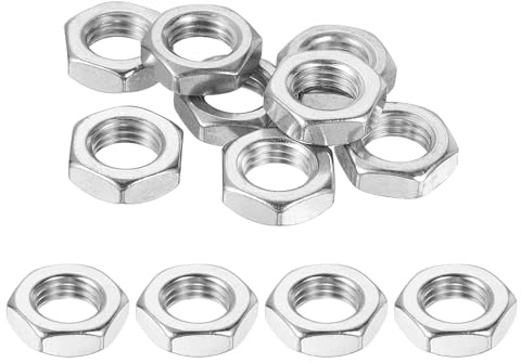 QUARKZMAN M12x1,5mm Sechskantmuttern 12 Stück 304 Edelstahl metrische | Feingewinde-Sechskantmuttern Befestigungselemente 18mm/0,71 Breite, 6mm/0,24 Höhe für Maschinenbau Automobilindustrie