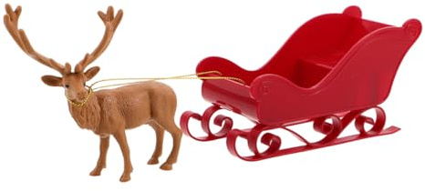 Ciieeo Weihnachtliche Santa-Schlitten-Figur mit Rentier-dekor Detailreiche Elch-skulptur Vielseitige Tisch Regal-Dekoration für Festliche Weihnachtsstimmung Einfach Aufzubauen