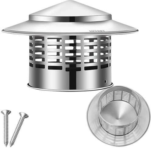 Cappello da Camino in Acciaio Inox 304, Comignolo Antivento e Antipioggia Rotondo, Copertura per Camino 4 5 6.3 7.5 10 11 16 20 22 cm, per Camino Esterno Tubo Della Stufa Topper(22 cm)