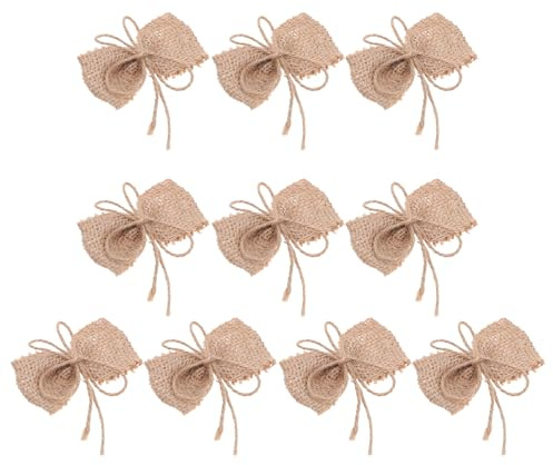 Alipis 10Pcs Burlap Bow Wedding Decorations DIY Rustic Jute Bowknots Party Cloth Accessories for Wedding Ceremony and Festival Ornament