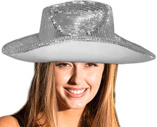 Generisch Funkelnder Cowboyhut, Disco-Cowboyhut,Verspiegelte Paillettenkappen | Atemberaubender, lustiger 3für Junggesellenabschiede, Partyzubehör, Bar, Frauen, Partytanz, Club, Männer
