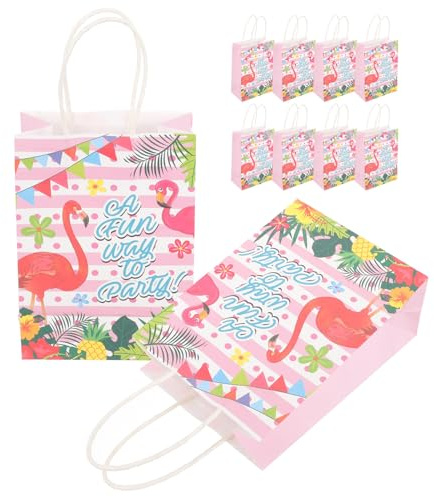 Flamingo Papiertüten 12 Stück für Geschenkverpackung | Papier, für Geburtstagsparty und Hawaii Hochzeit, Kreative, Schicke Ausführung