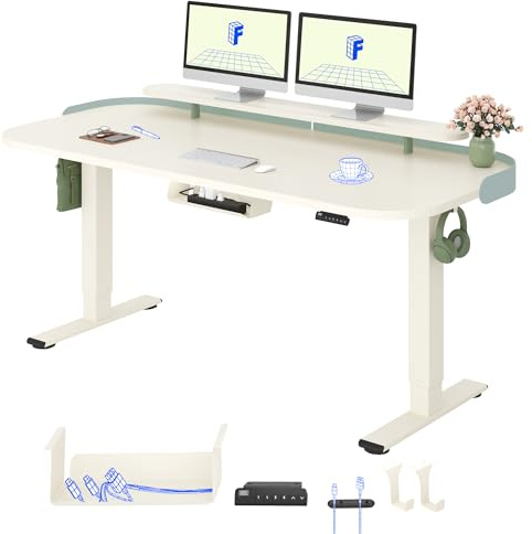 FLEXISPOT Schreibtisch Höhenverstellbar Elektrisch, Dual Motor Ergonomischer Bürotisch mit 25 mm einteiliger Tischplatte 160x80 cm und Kabelmanagement, Memory Funktion & Höhenanzeige