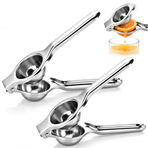 2PCS Presse Agrumes Manuel de Qualité Supérieure, Presse citron manuel et Presse fruit manuel inox, Extracteur de jus manuel, Presse agrumes manuel inox pour cuisine, bar et restaurant