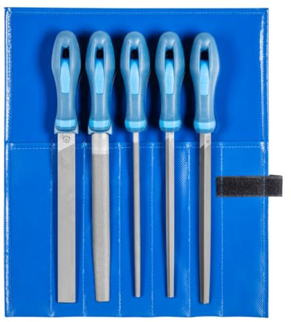 Assortiment de limes d’atelier de PFERD en étui PVC enroulable, 5 limes, taille croisée H1, 200 mm, 11800531 – pour l’enlèvement grossier de matière et le dégrossissage