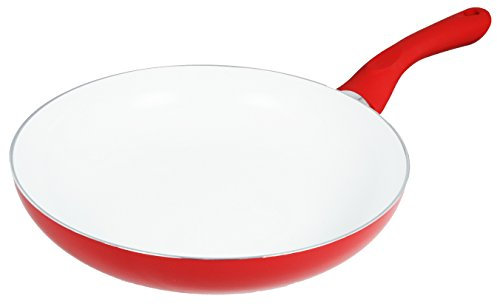 Buckingham Ceramic Coated Induction Frying Pan 24cm-RED with Soft Touch Handle, 43 x 24 x 4.8 cm