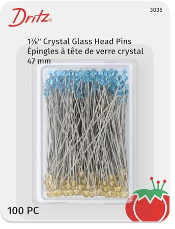 Dritz verschiedenen Quilting Kristall Glas Kopf pins-Size 30 100/Pkg | Hitzebeständige Glasköpfe schmelzen beim Bügeln nicht – perfekt zum Quilten und Präzisionsnähen