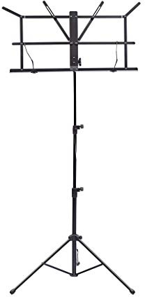 FUZEAU - 8805 - Pupitre orchestre nickelé noir sur pied - En métal - Stable - Fonctionnel - Pratique - H. min 66 cm max 1,05 m - Dès 6 ans
