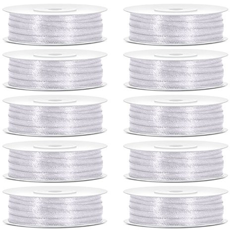 500 m Satinband Schleifenband Geschenkband - 3 mm weiß - 10 Rollen a 50 m - XXL Pack - Kleenes Traumhandel®