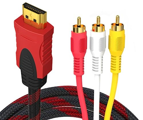 MMOBIEL Câble adaptateur HDMI vers 3 RCA - Câble audio vidéo AV de 1,5 m - Adaptateur haute définition 1080p mâle M/M