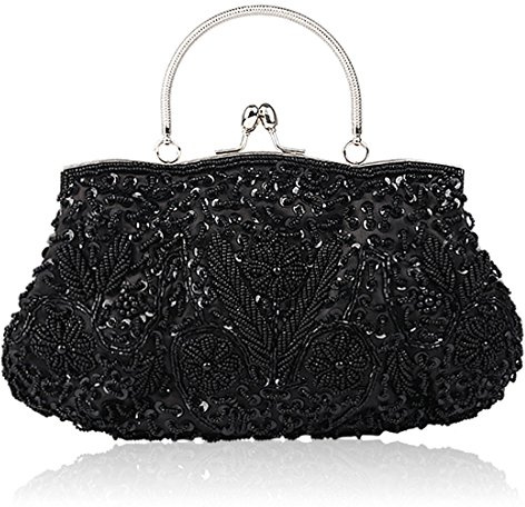 Simcat Beaded Flower Evening Bag Sequin Design Clutch Bag