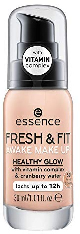essence FRESH & FIT AWAKE MAKE UP, Make-up, Nr. 30, Nude, für Mischhaut, ohne Parabene, Nanopartikel frei, glutenfrei, acetonfrei, 1er Pack (30ml)