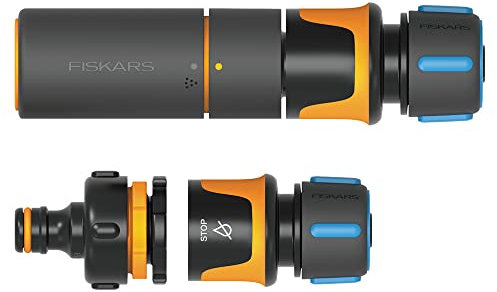 Fiskars Schlauchdu?sen Starterkit, SoftGrip, Mit Schlauchdüse, Hahnverbinder Multi und Schlauchanschlüssen, Ø 1,3-1,5 cm (1/2-5/8''), Schwarz/Orange/Blau, 1027091