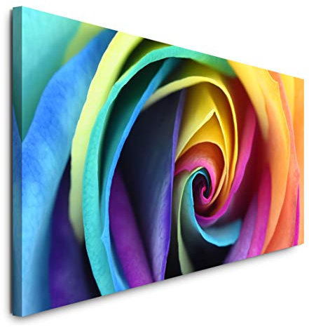 Paul Sinus Art GmbH Bunte Tulpe 120x 50cm Panorama Leinwand Bild XXL Format Wandbilder Wohnzimmer Wohnung Deko Kunstdrucke