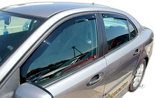J&J AUTOMOTIVE Windabweiser passend für Saab 9.3 4-Türer 2002-2012 4tlg, Heko Regenabweiser Vorne Hinten Getönt Dunkel Passform