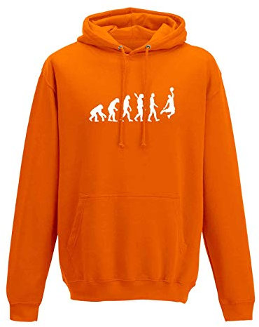 Hoodie Evolution Basketball Dunking Sport Jordan NBA 10 Farben Herren XS - 5XL DBB Alba Brose 46ers Olympia Bulls Celtics Spurs, Größe:XL, Farbe:orange - Logo Weiss